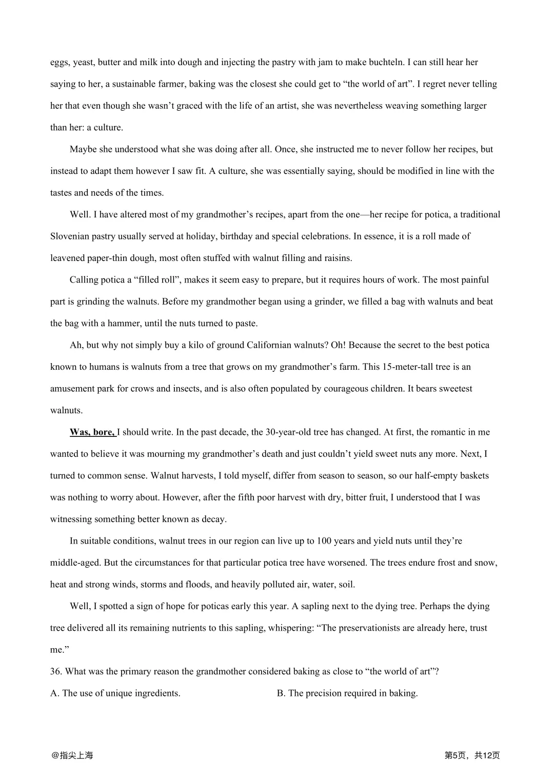 上海市曹杨二中2025学年上学期高三期中考·英语试卷 第7张