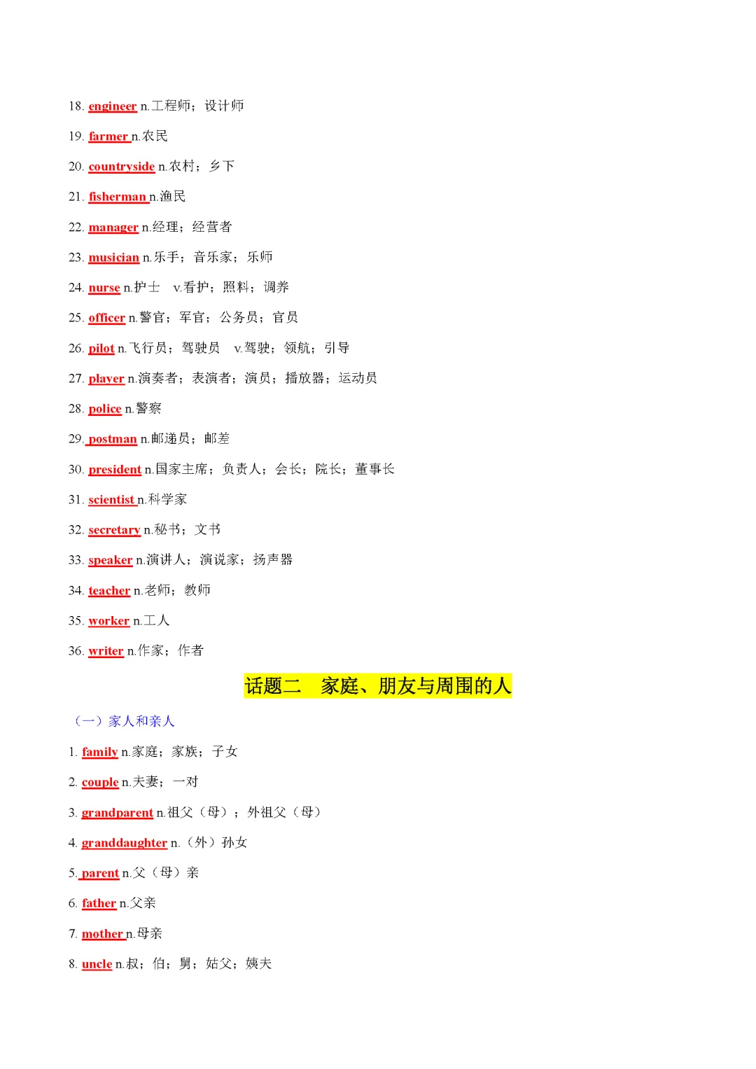 2025 新课标中考话题词汇必备(记背版) 第7张