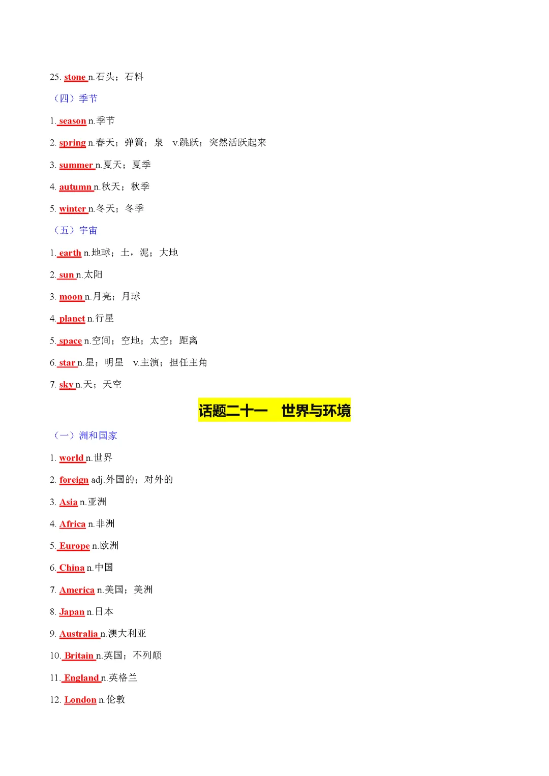 2025 新课标中考话题词汇必备(记背版) 第44张
