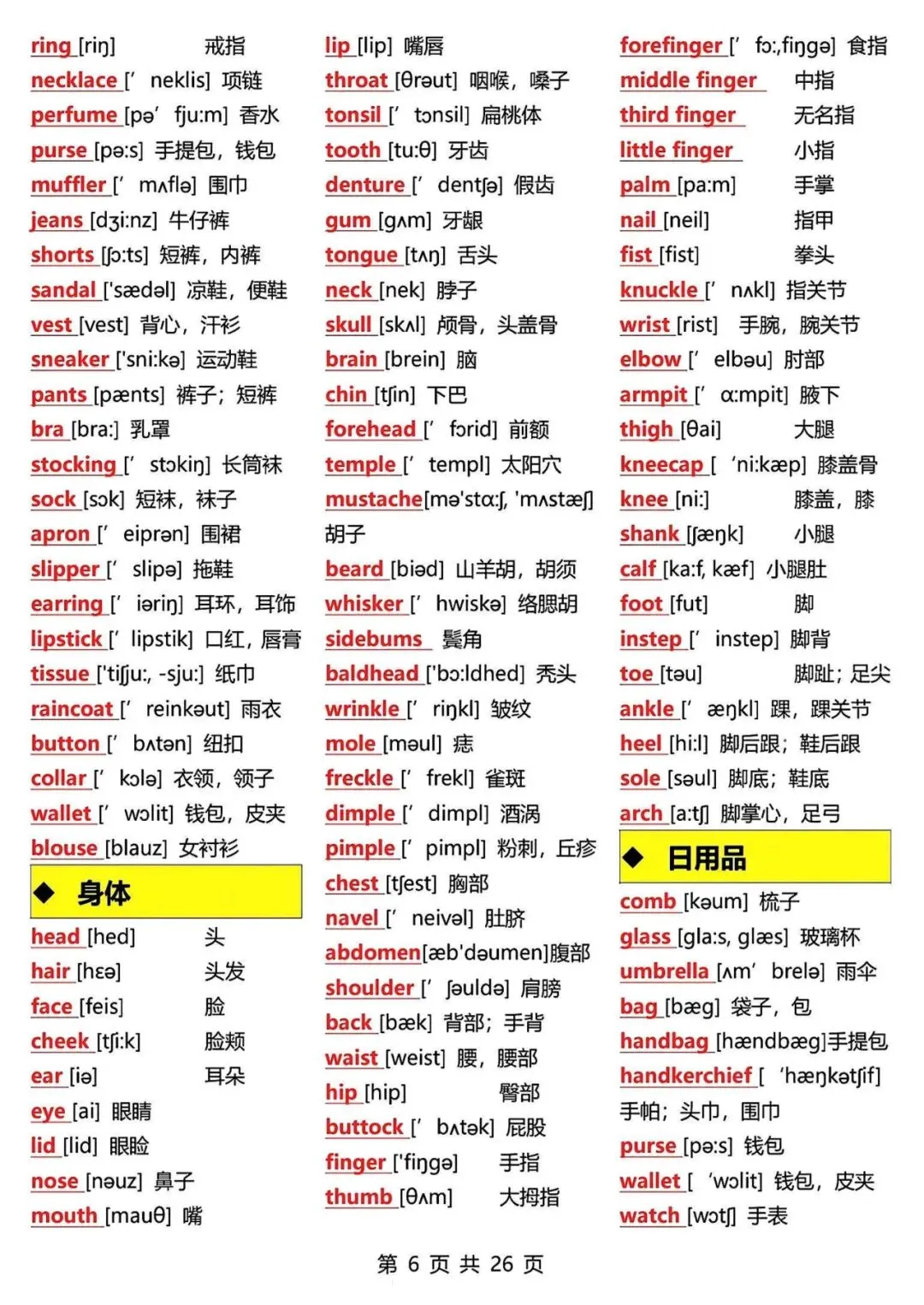 【七年级初中资料】15天背完中考英语必背3500词汇,英译汉,高清电子版可打印 第10张