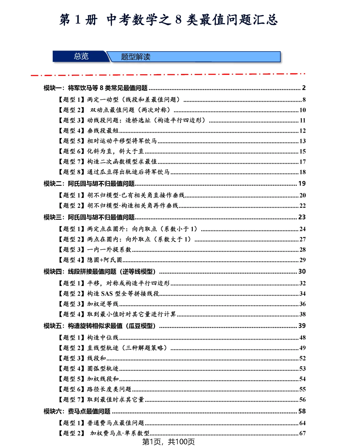 中考数学8类最值问题汇总 第1张
