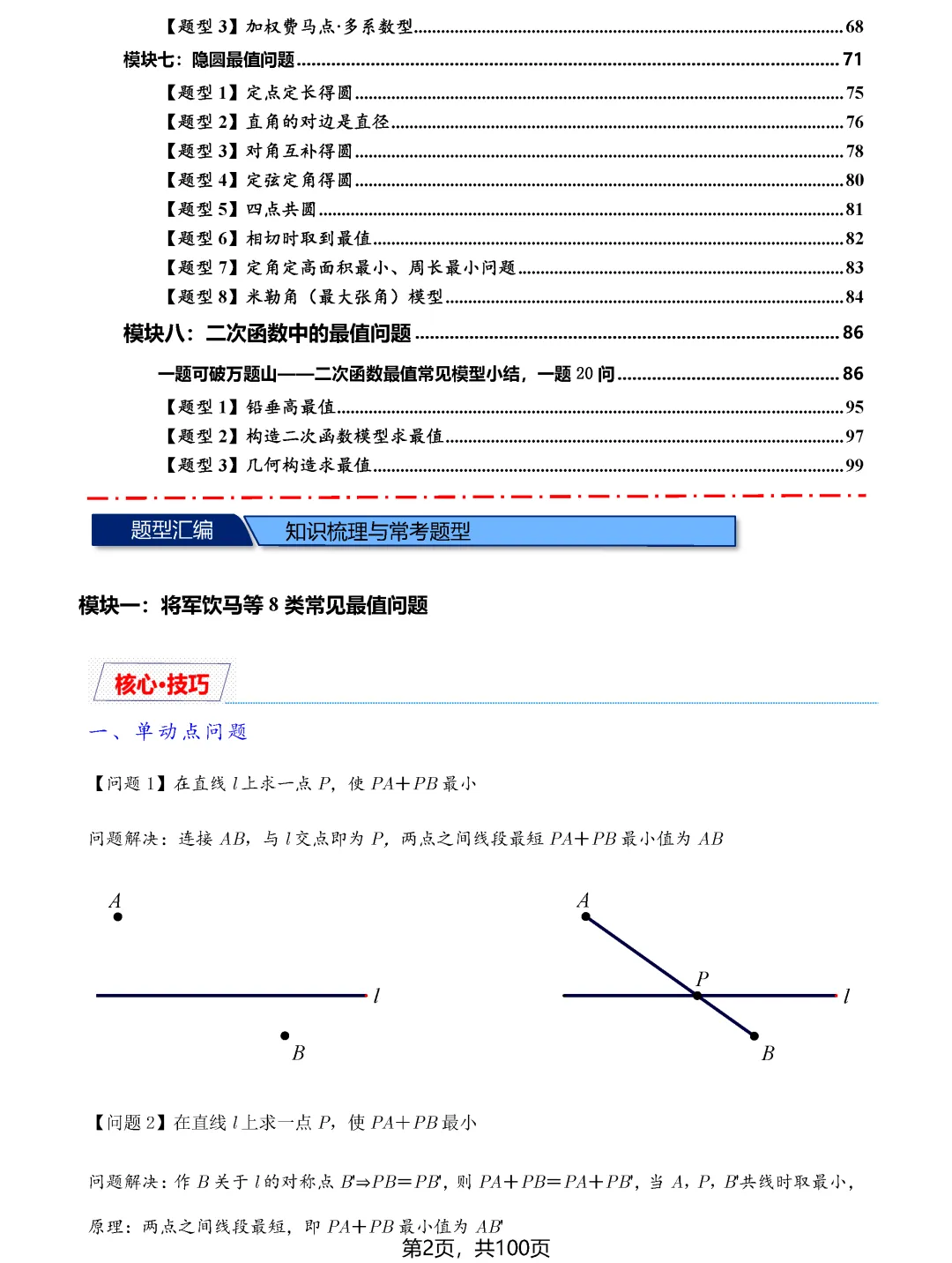 中考数学8类最值问题汇总 第2张