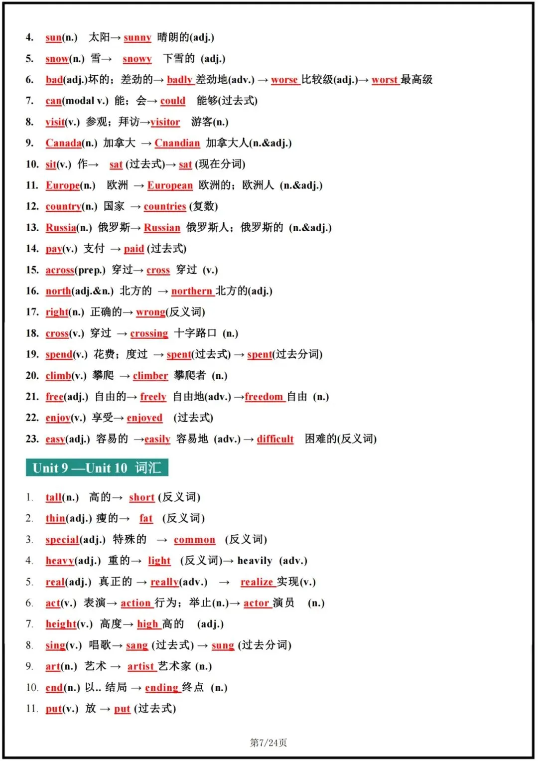 2026中考英语词汇变形梳理(背诵版+默写版),电子版可打印! 第8张