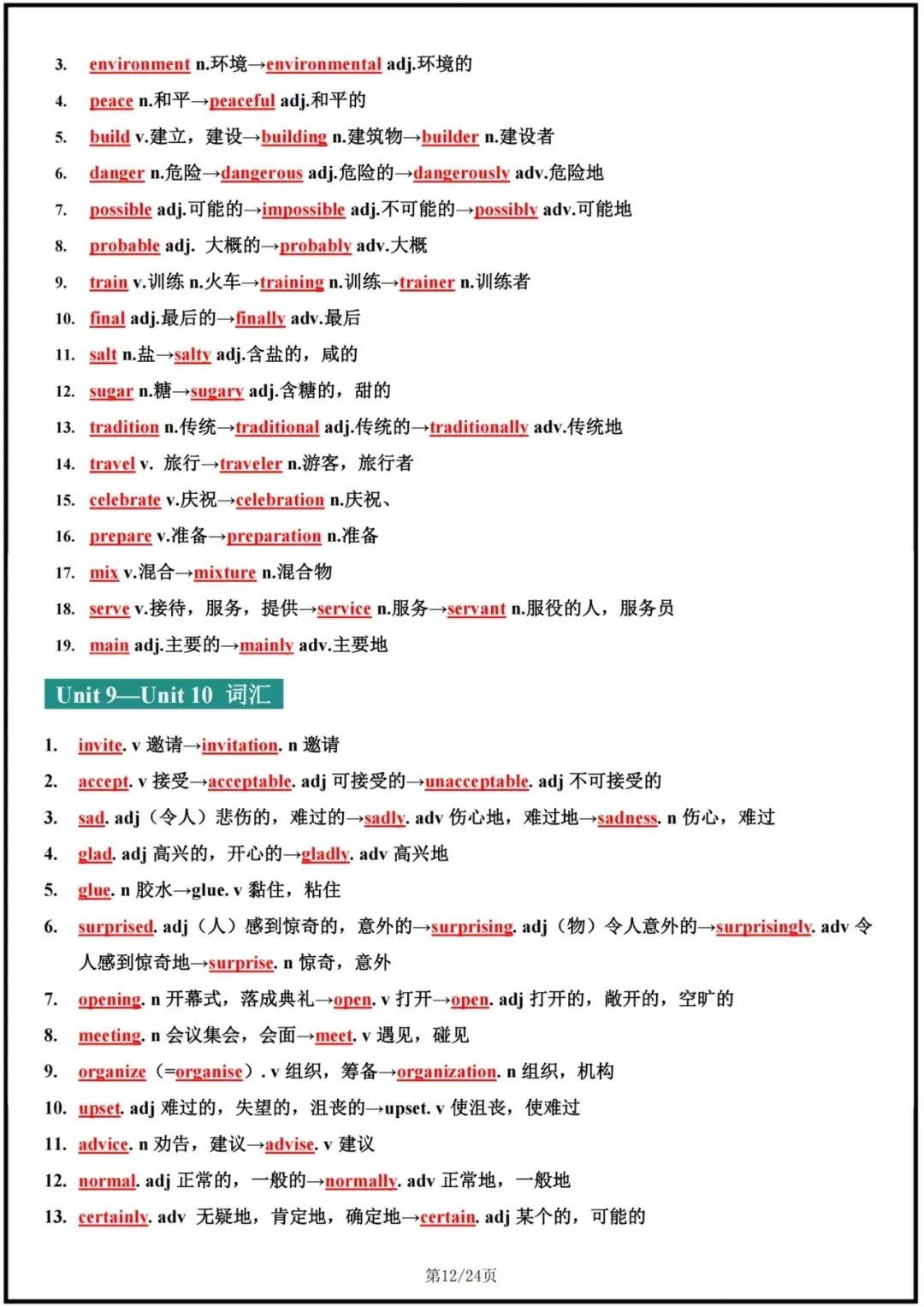 2026中考英语词汇变形梳理(背诵版+默写版),电子版可打印! 第13张