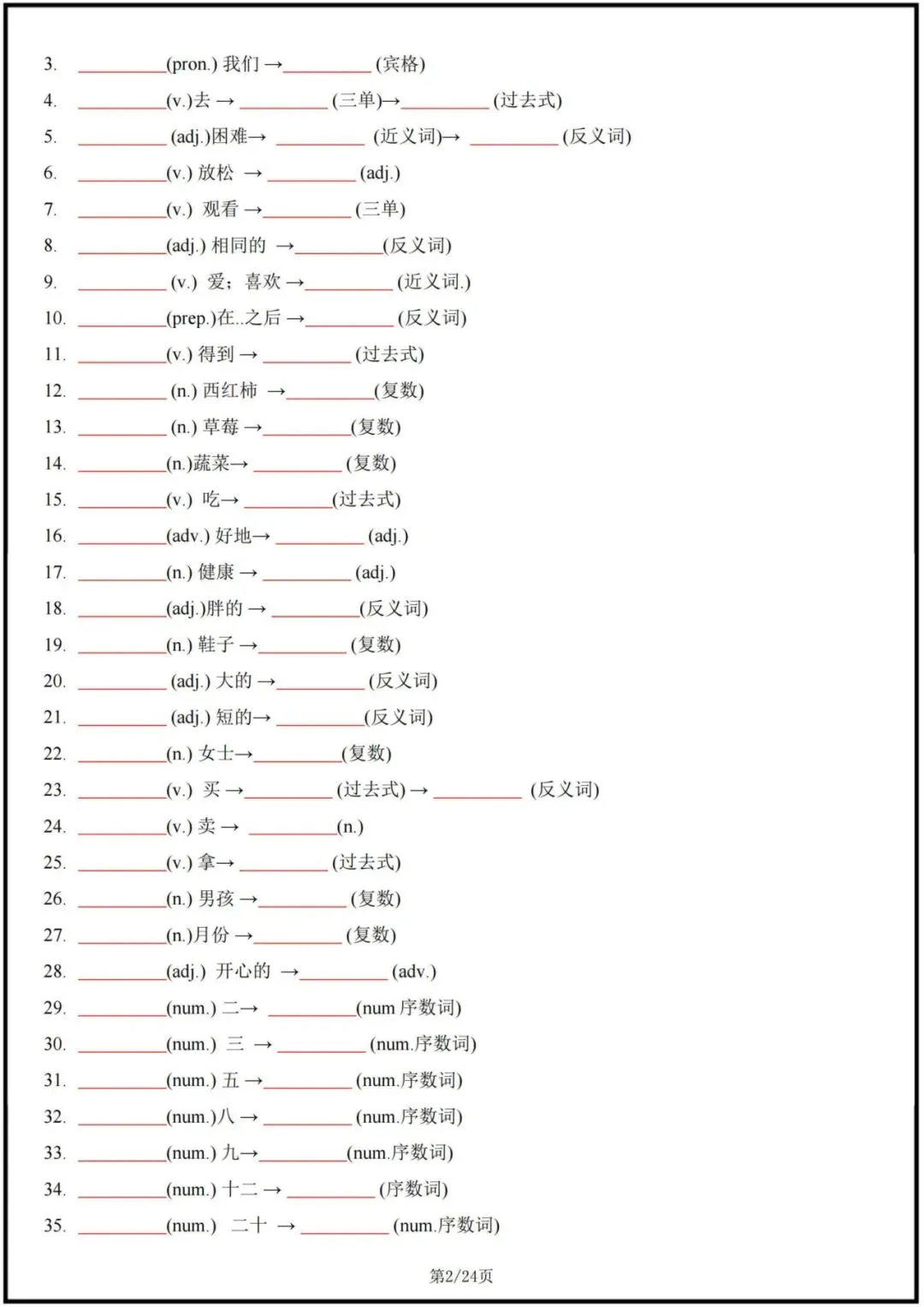 2026中考英语词汇变形梳理(背诵版+默写版),电子版可打印! 第18张
