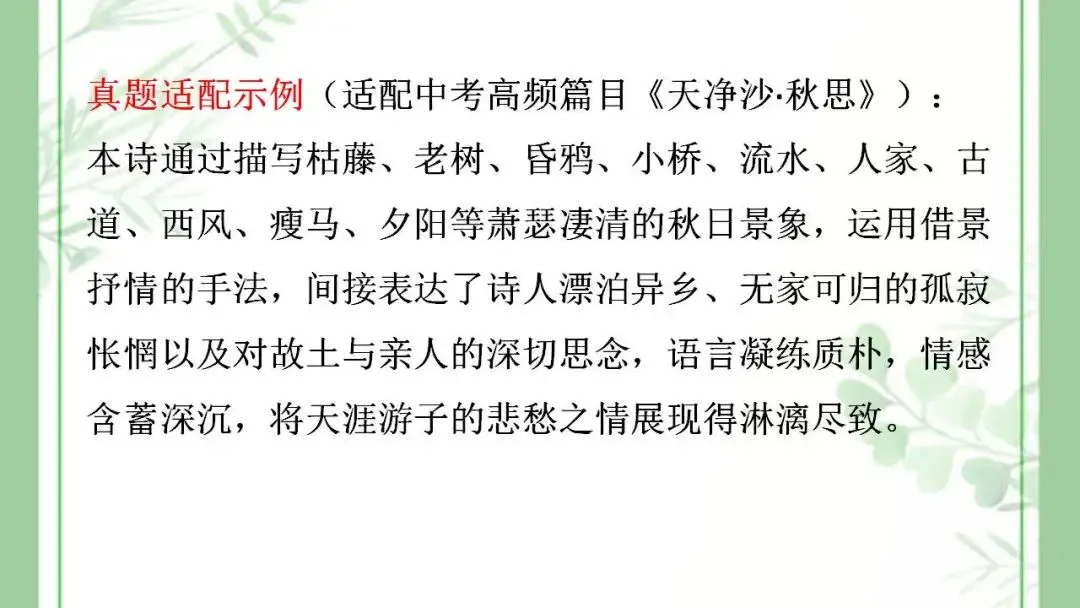 2026年中考语文一轮复习:古诗词鉴赏+情感+手法+炼字+答题模板 第5张