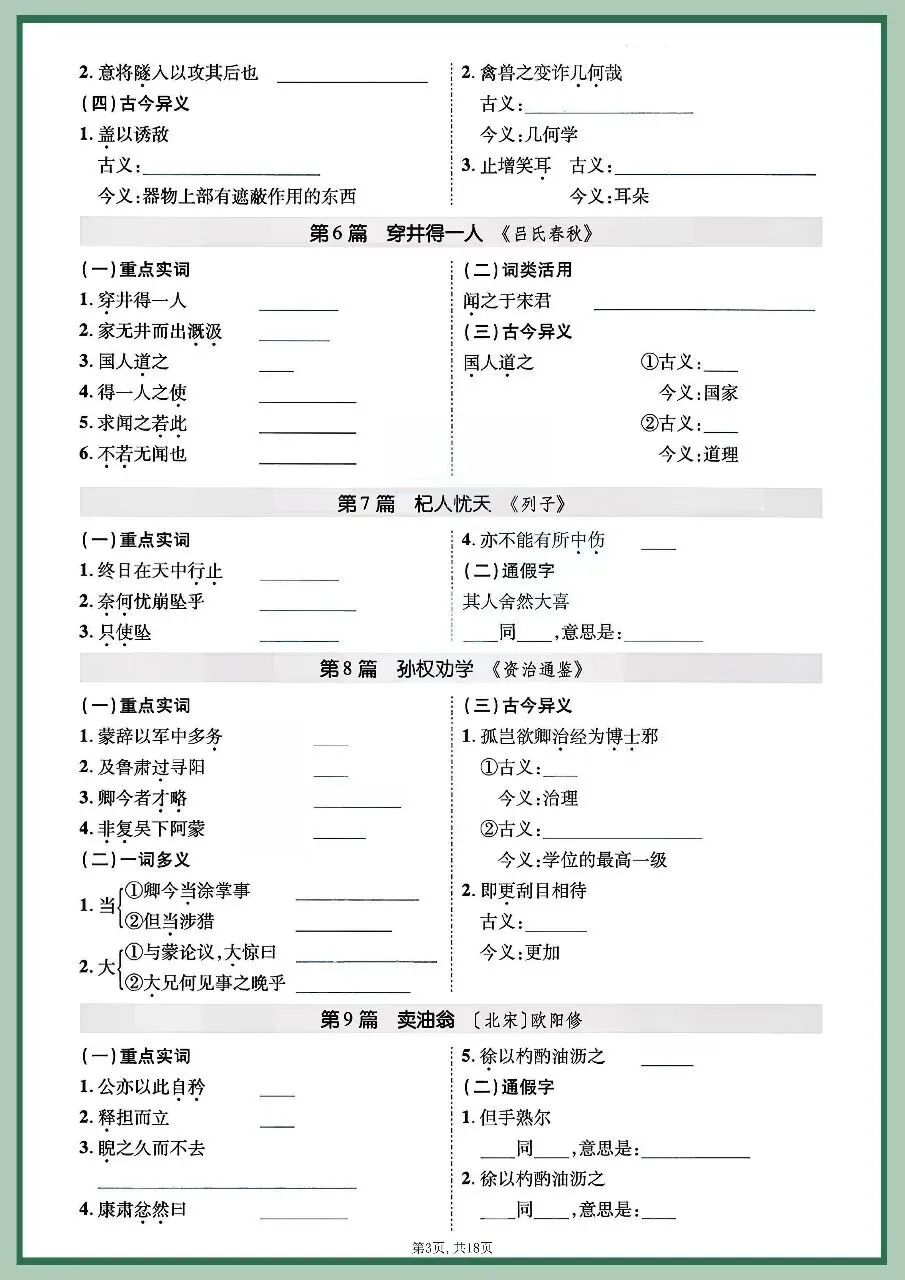 2026年中考语文课内文言文逐篇梳理 第4张
