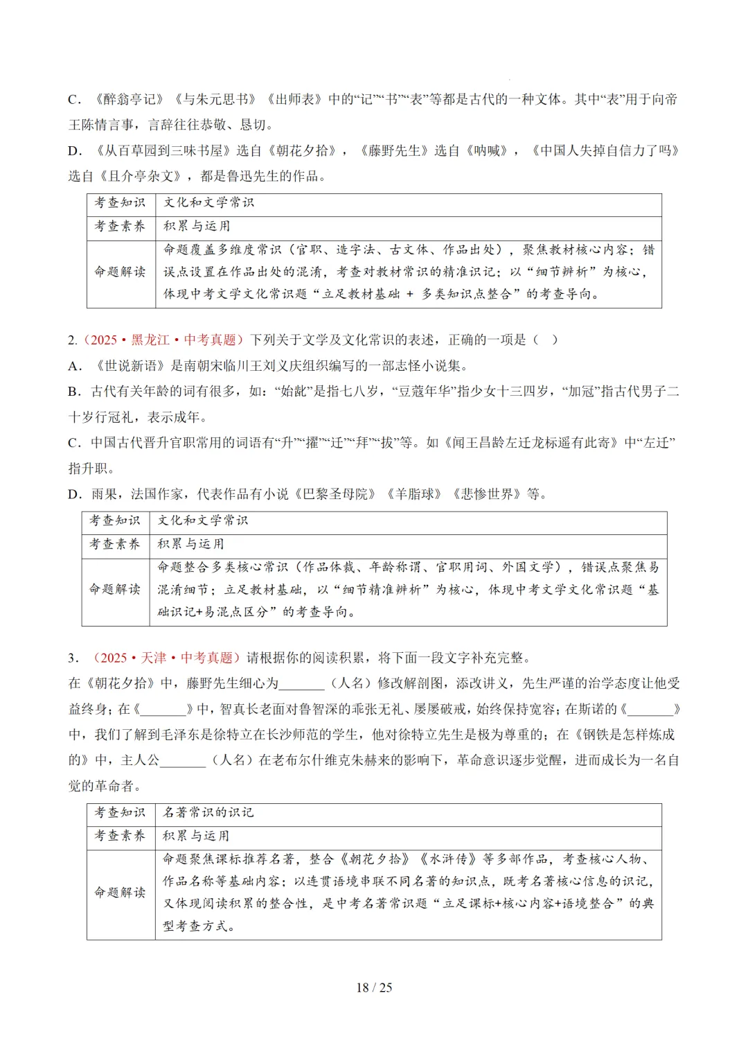 2026年中考语文复习第06讲《文学文化常识》讲练测 第71张 2026年中考语文复习第06讲《文学文化常识》讲练测 第71张