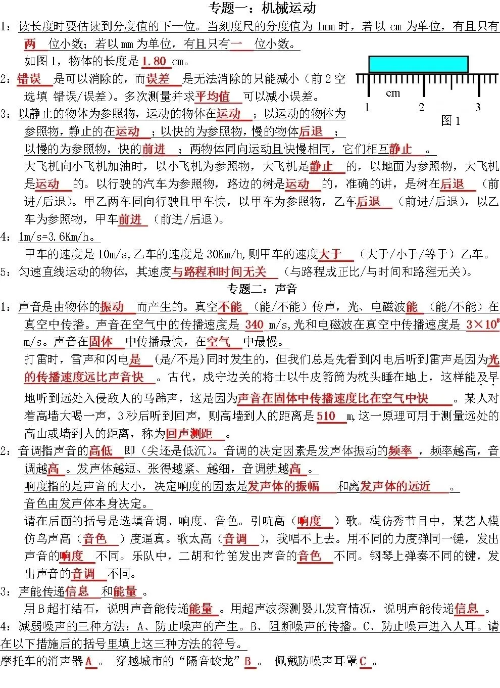 中考必备物理基础知识填空精编,记好背熟 第1张