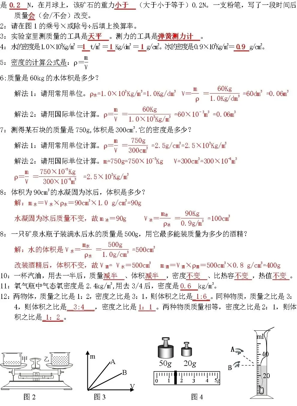 中考必备物理基础知识填空精编,记好背熟 第5张