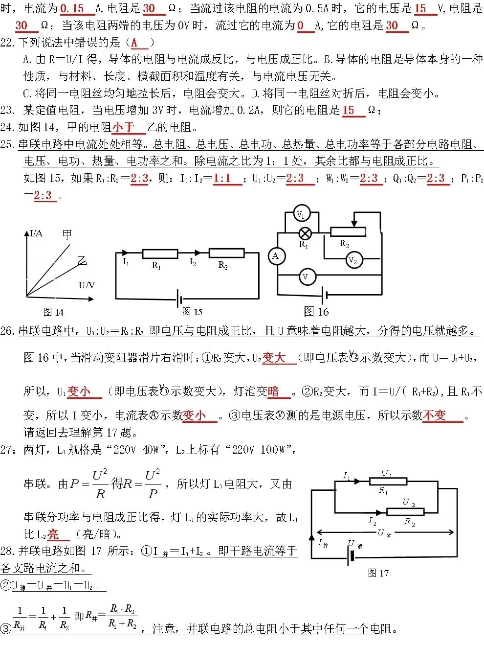 中考必备物理基础知识填空精编,记好背熟 第28张