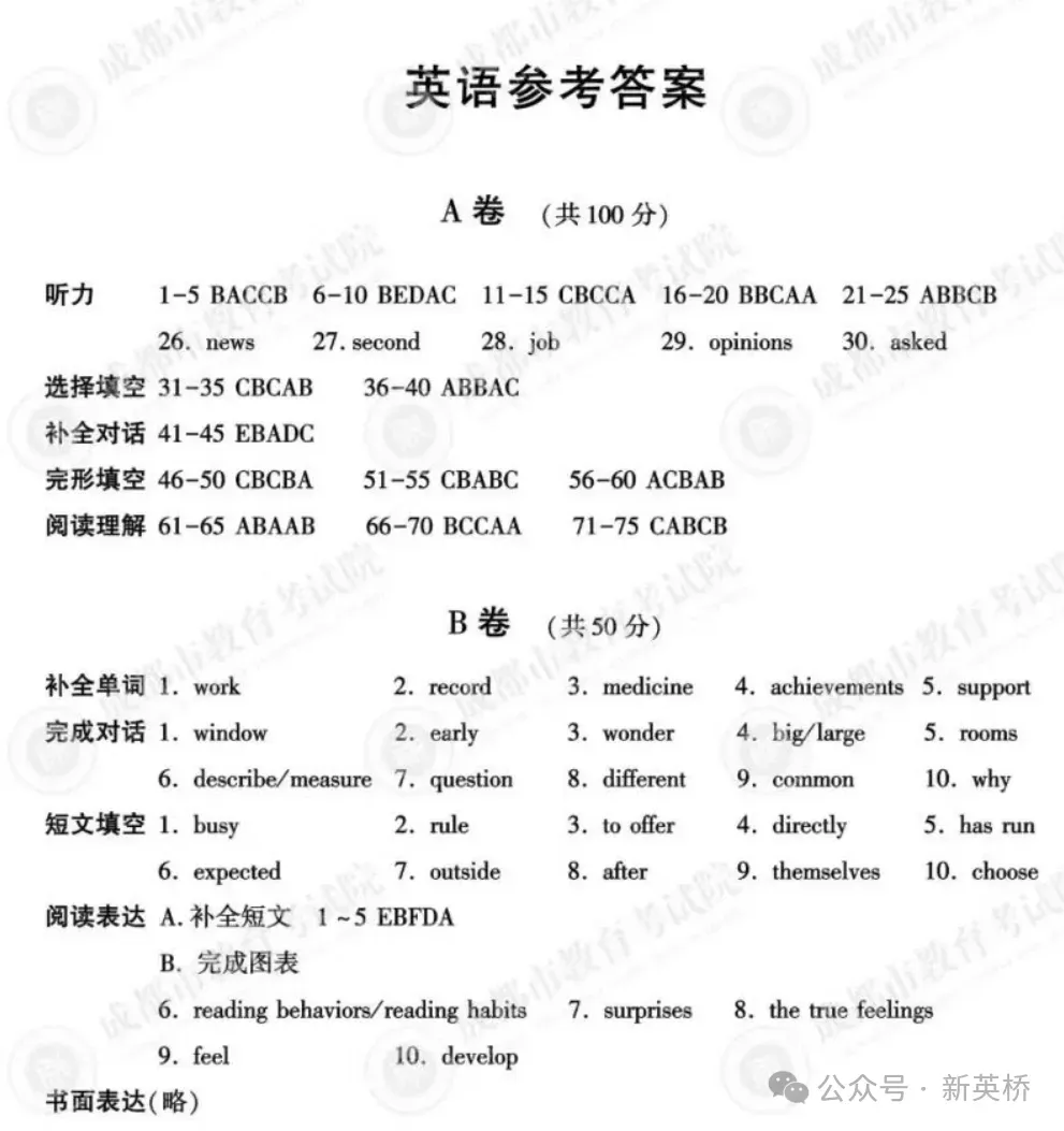 【中考真题】2025年成都市中考英语试题+答案 第11张