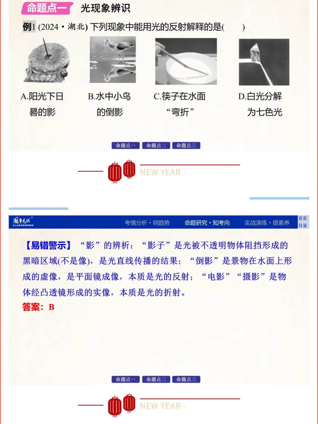 2026湖北版《解密中考• 物理》专题一 光现象的辨析与应用 第6张