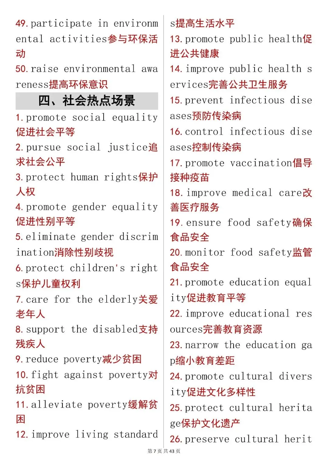 中考英语核心场景高频短语,可打印 快收藏 第7张