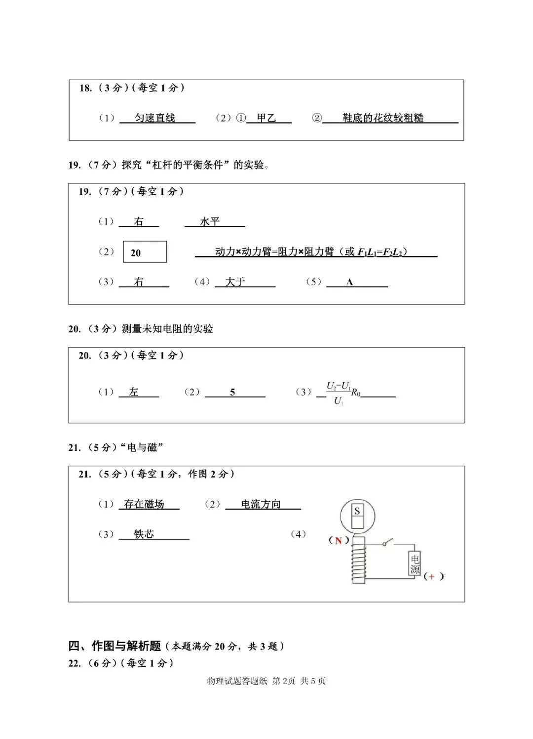 阿文中考第28套2025物理一模城阳(含评分标准)无水印可下载 第11张