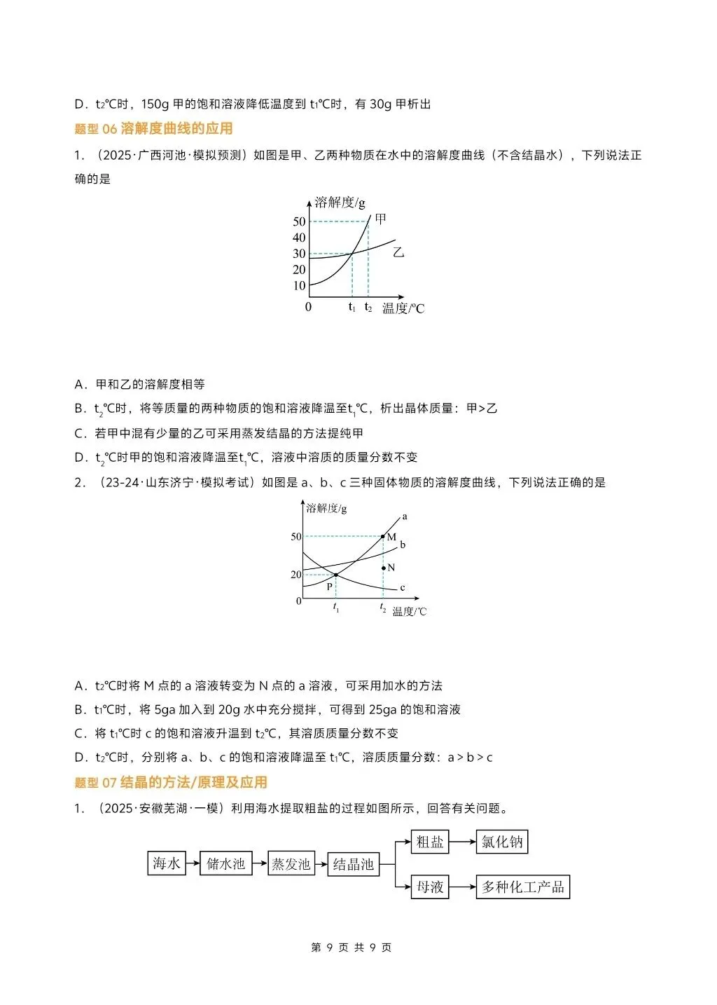 初中化学中考压轴题复习系列,溶解度专题,大家多练练 第6张