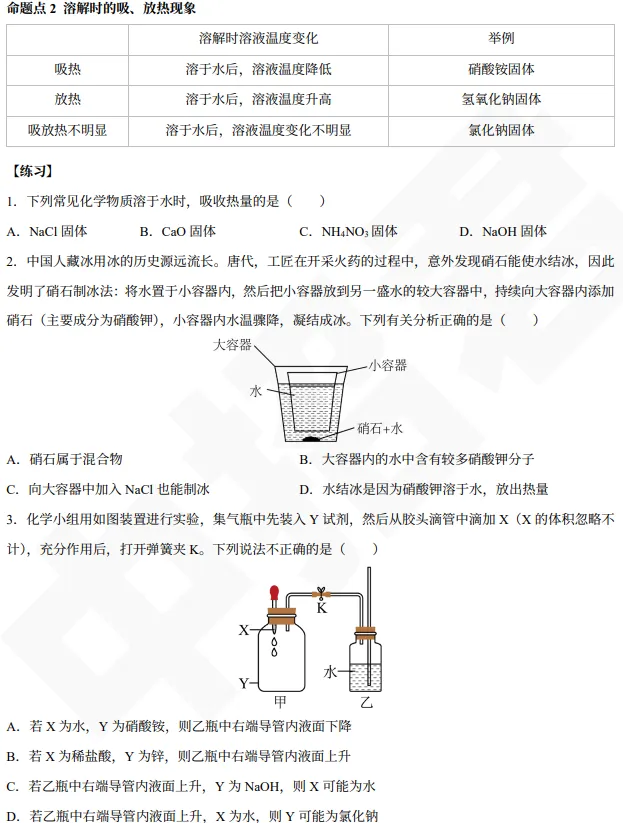 【中考专题】初三化学:溶液核心专题练习 第2张