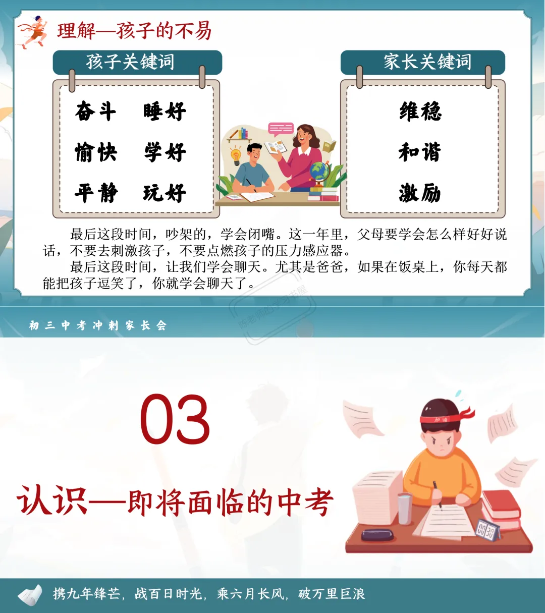2026初三中考开学家长会PPT+逐字稿|扬帆砺剑,决胜中考 第10张