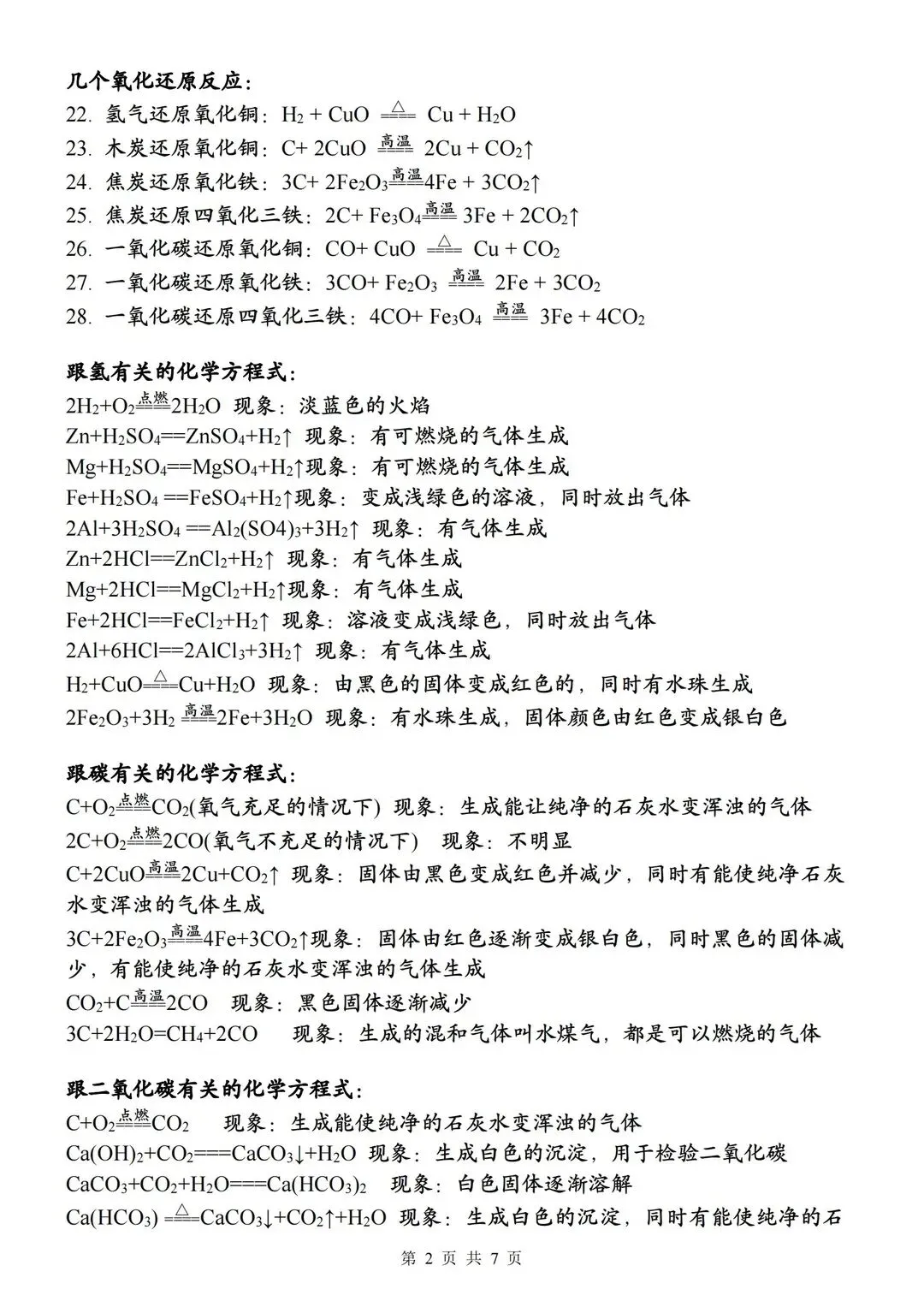 26中考化学方程式超全归类总结 第2张