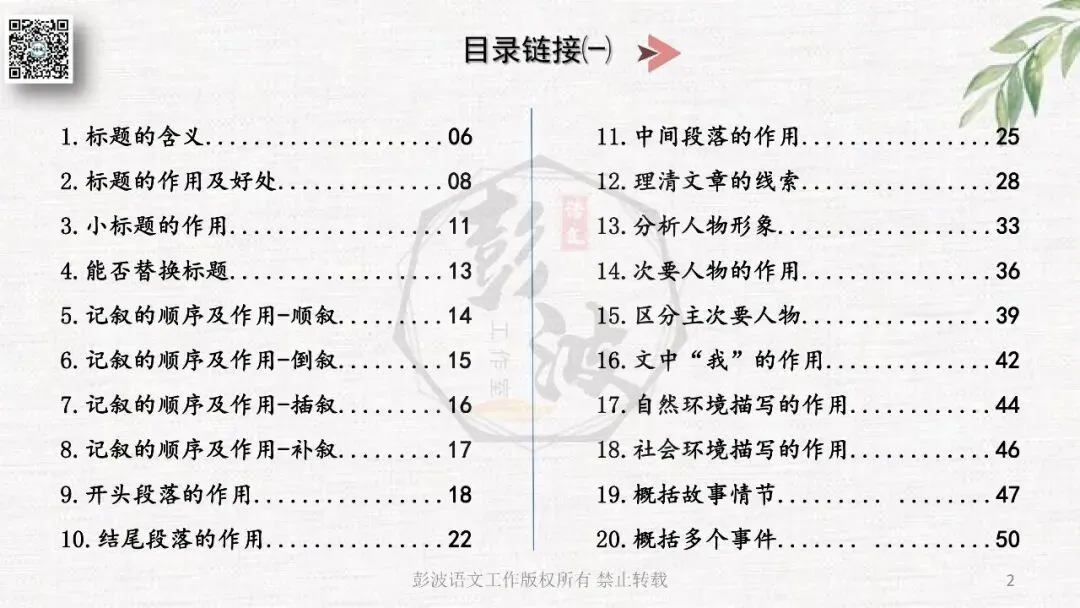 【中考专项复习课件】记叙文阅读-思维导图(全)帮助学生自主复习 第6张