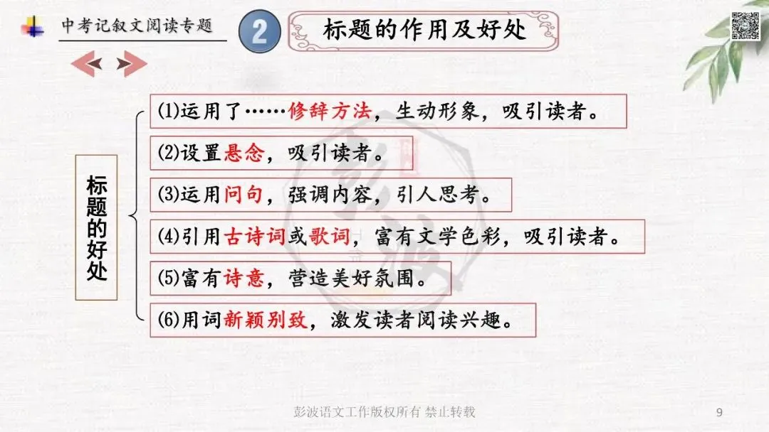 【中考专项复习课件】记叙文阅读-思维导图(全)帮助学生自主复习 第13张