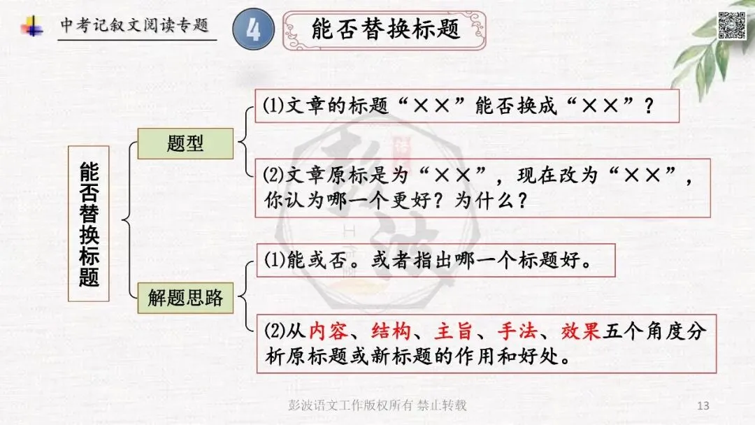 【中考专项复习课件】记叙文阅读-思维导图(全)帮助学生自主复习 第17张