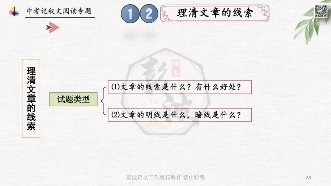 【中考专项复习课件】记叙文阅读-思维导图(全)帮助学生自主复习 第32张