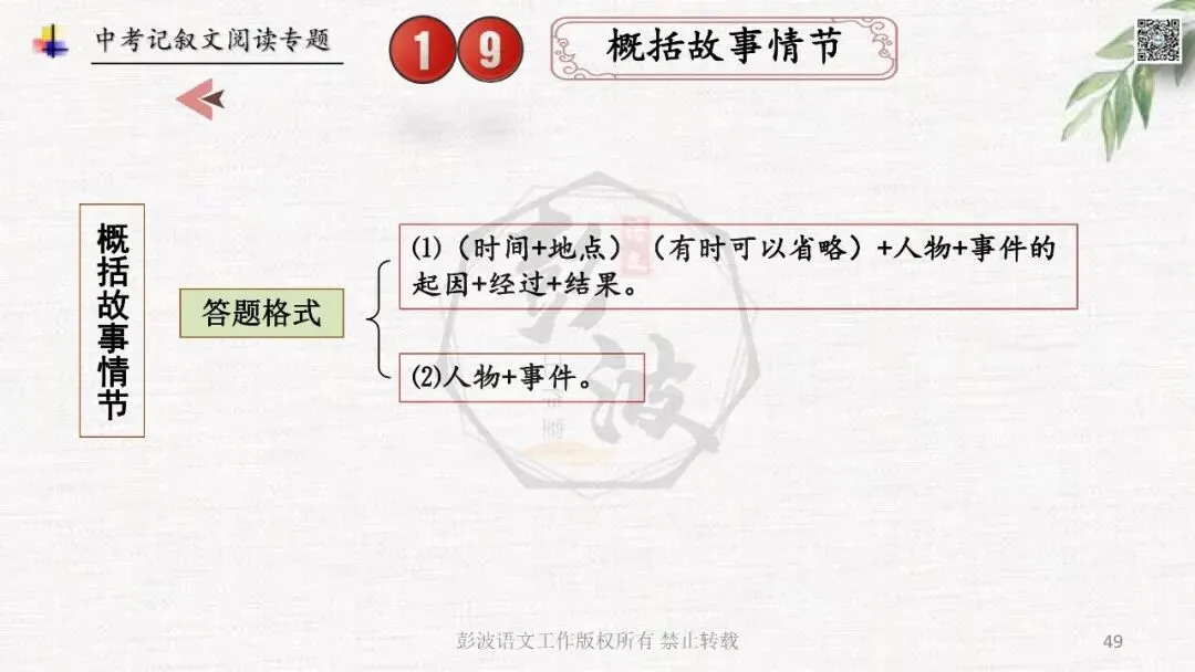 【中考专项复习课件】记叙文阅读-思维导图(全)帮助学生自主复习 第53张