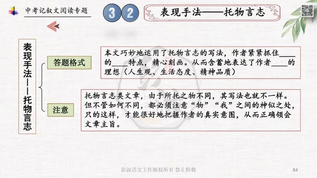 【中考专项复习课件】记叙文阅读-思维导图(全)帮助学生自主复习 第88张