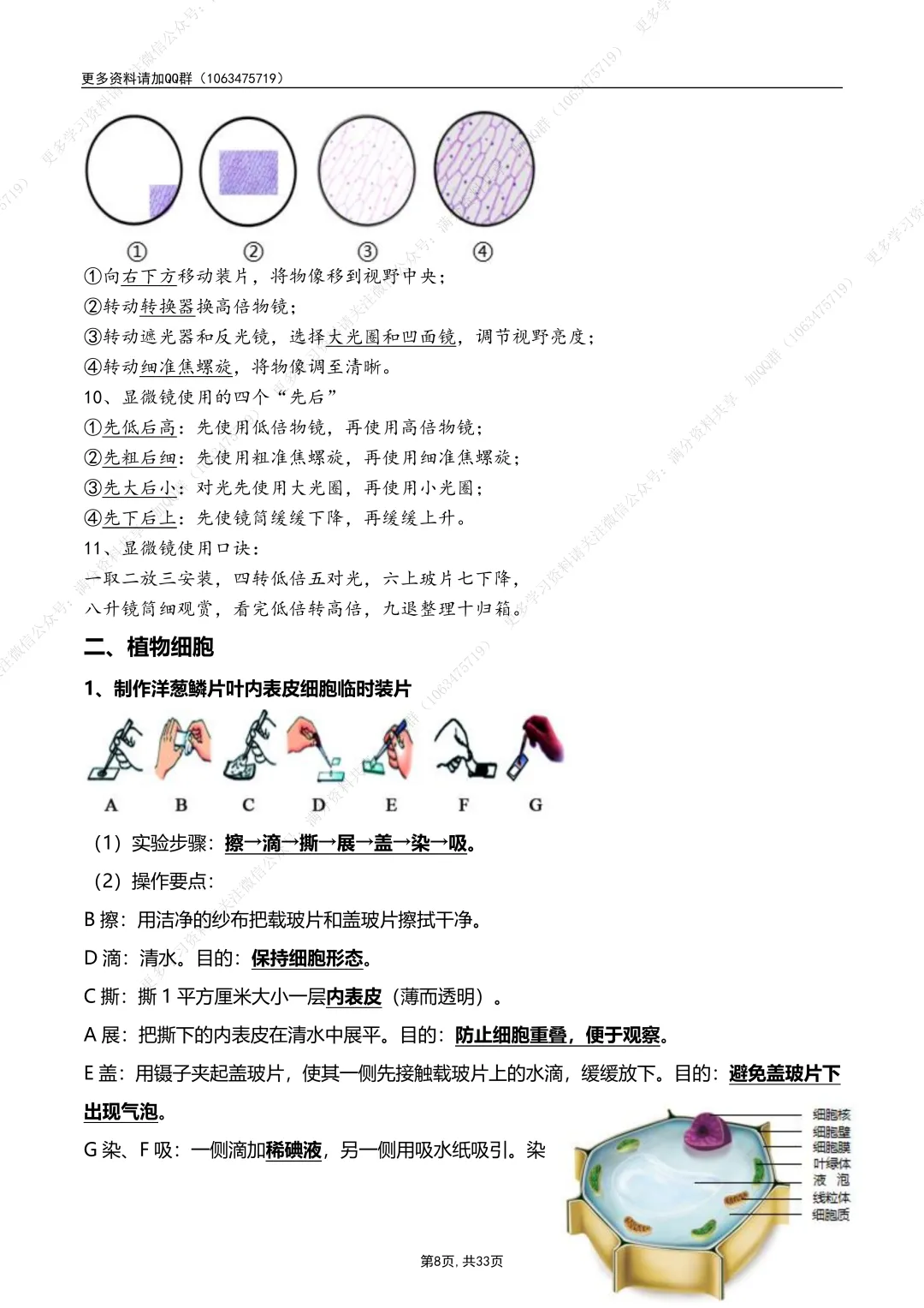 【初中生物】七上-备战2026年中考生物核心考点必背知识清单,电子版可打印 第9张