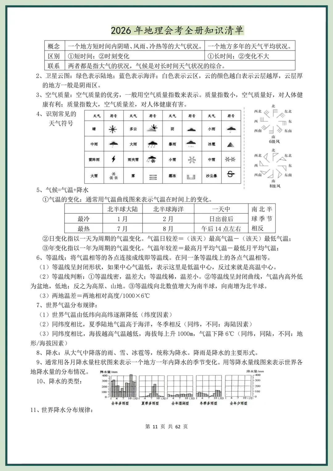 备战中考|2026春新地理会考全册知识清单,电子版可打印! 第12张 备战中考|2026春新地理会考全册知识清单,电子版可打印! 第12张