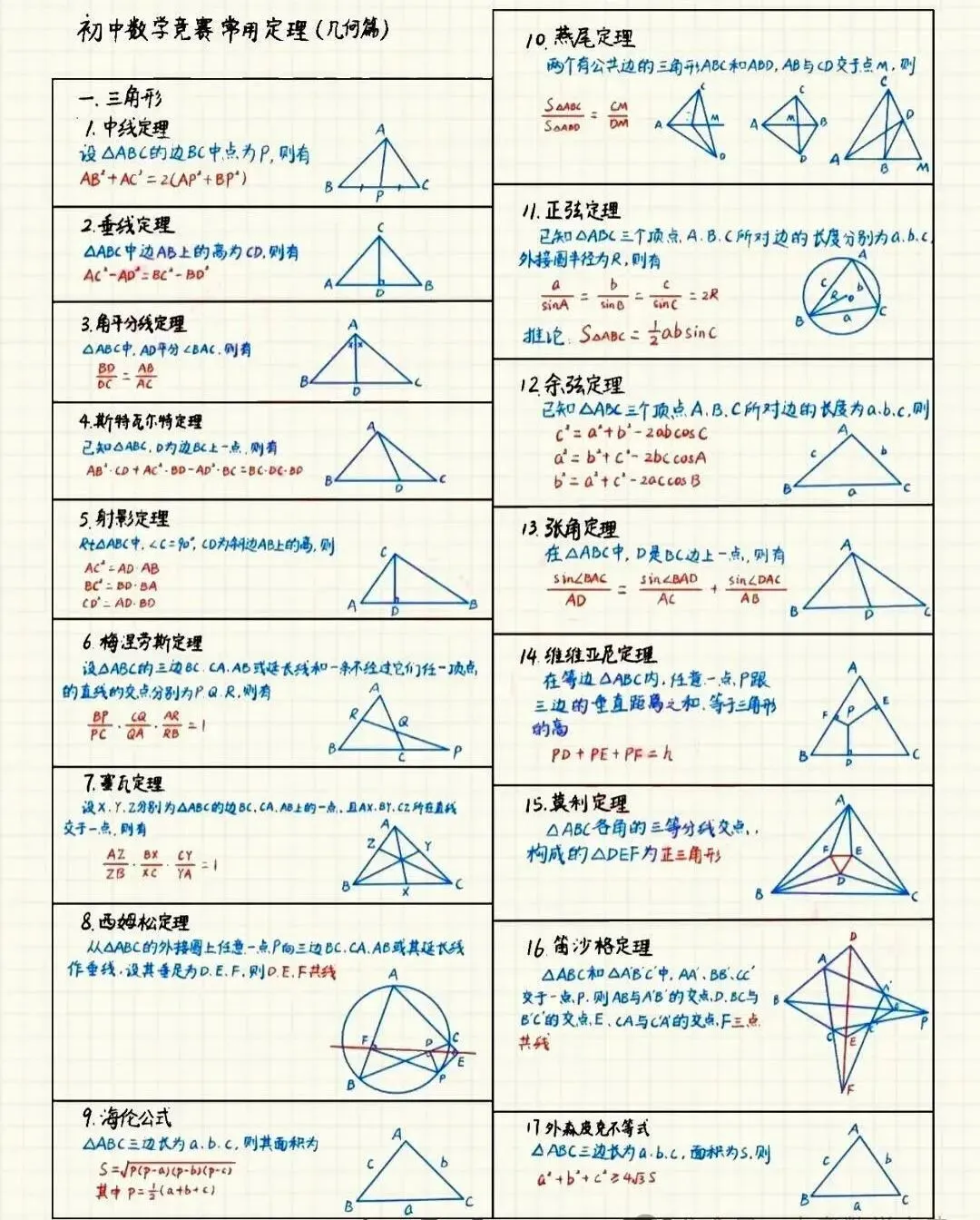 中考数学140条几何公式+12道压轴题,打印出来早晚做一遍,挑战成绩不下115! 第6张 中考数学140条几何公式+12道压轴题,打印出来早晚做一遍,挑战成绩不下115! 第6张