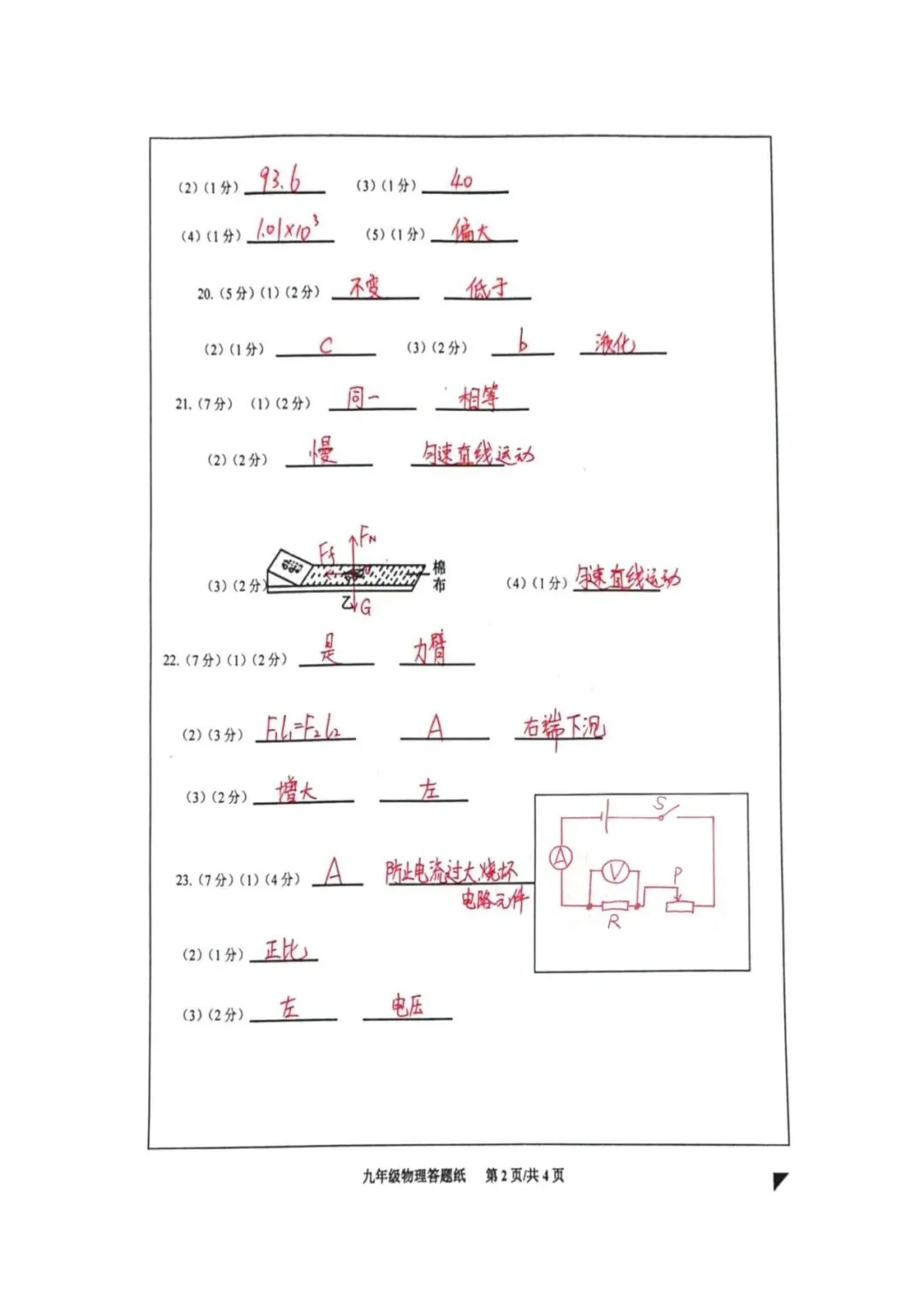阿文中考第33套2025物理一模市北(含答案)无水印可下载 第10张