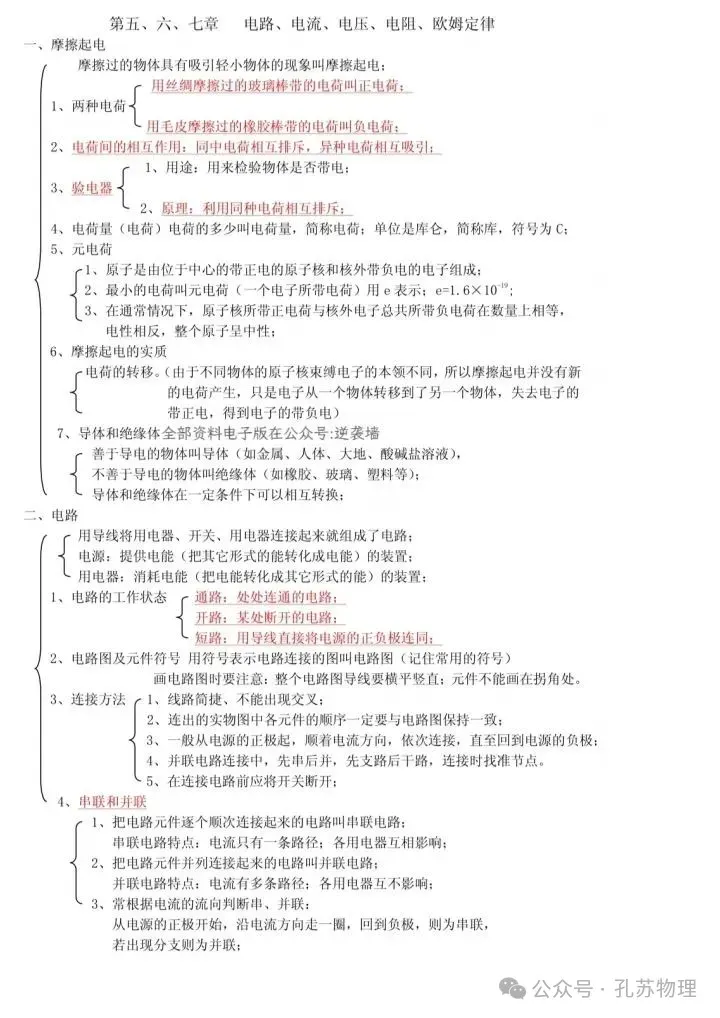 2026中考物理详细知识点汇总 第8张