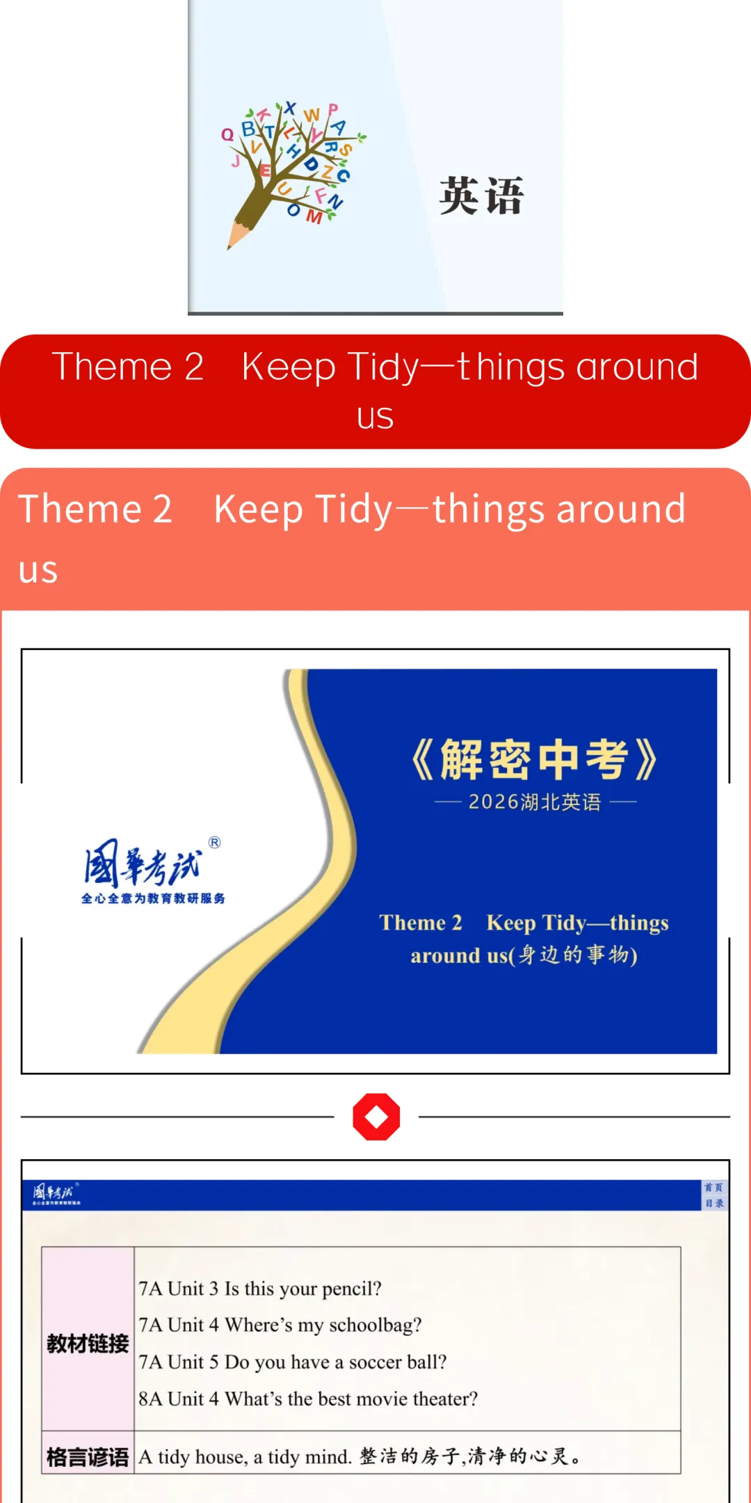2026湖北版《解密中考• 英语》Theme 2 Keep Tidy—things around us 第2张