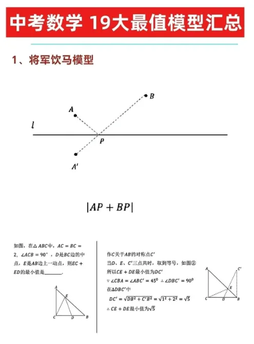 中考数学压轴!19大最值模型汇总 第2张