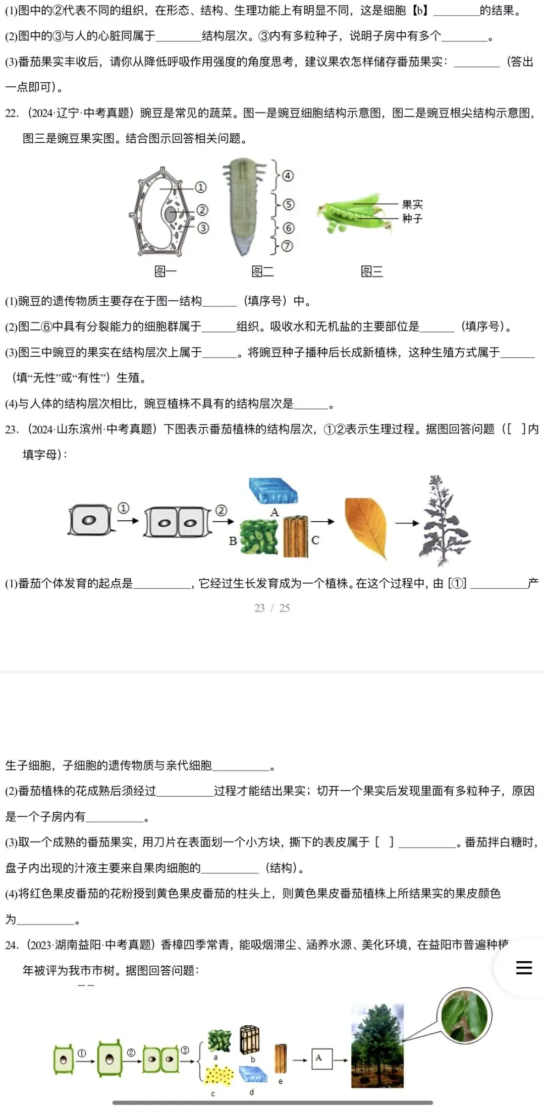 2026年中考生物:三年(2023-2025)中考真题分类汇编15个专题含答案详解(全国通用)完整word版文档可下载打印 第21张