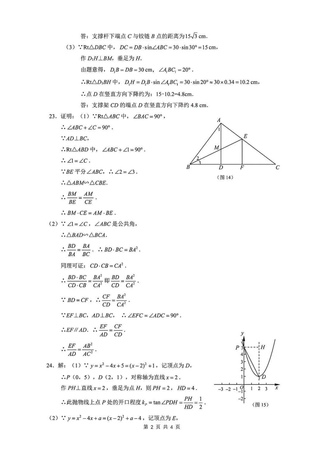 【中考一模】2026届上海市浦东新区初三一模数学试卷及答案 第6张