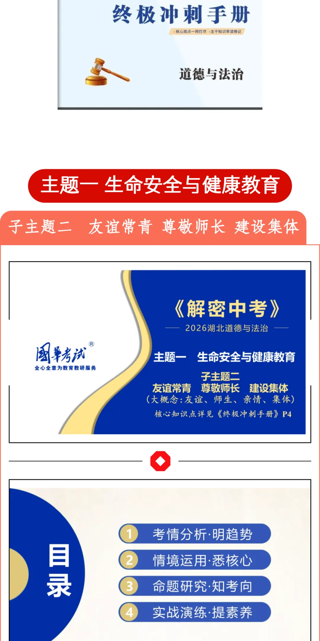 2026湖北版《解密中考• 道法》子主题二 友谊常青 尊敬师长 建设集体 第2张