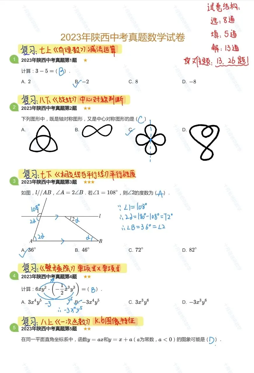 【中考数学】2023中考试卷 | 独家详解 中考必备复习指南 可下载打印 第5张