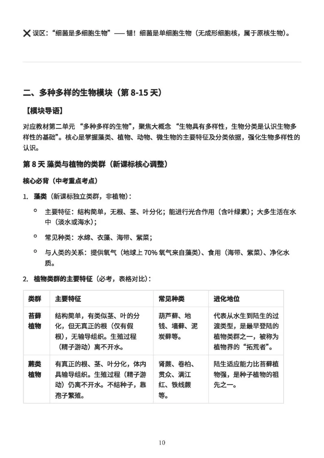 中考备考||初中生物 60 天核心考点(新课标),中考冲刺专用,打印即背(A4纸60页) 第11张