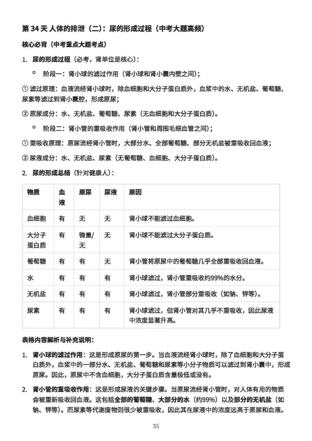 中考备考||初中生物 60 天核心考点(新课标),中考冲刺专用,打印即背(A4纸60页) 第36张