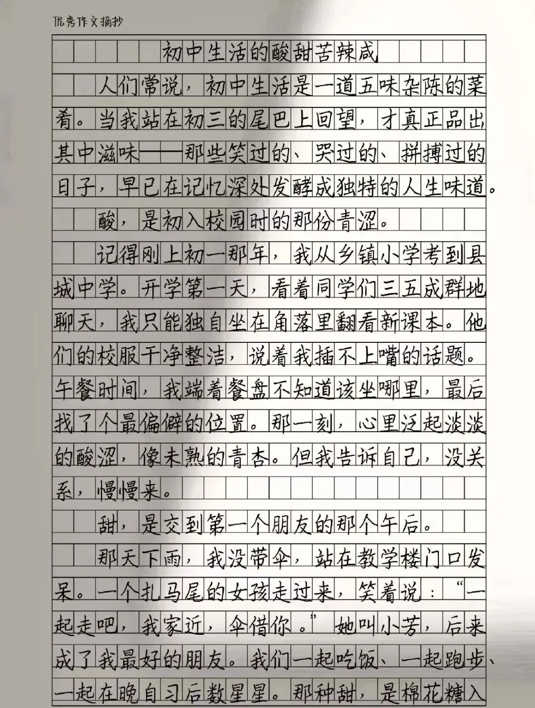 中考满分作文:《初中生活的酸甜苦辣咸》 第1张