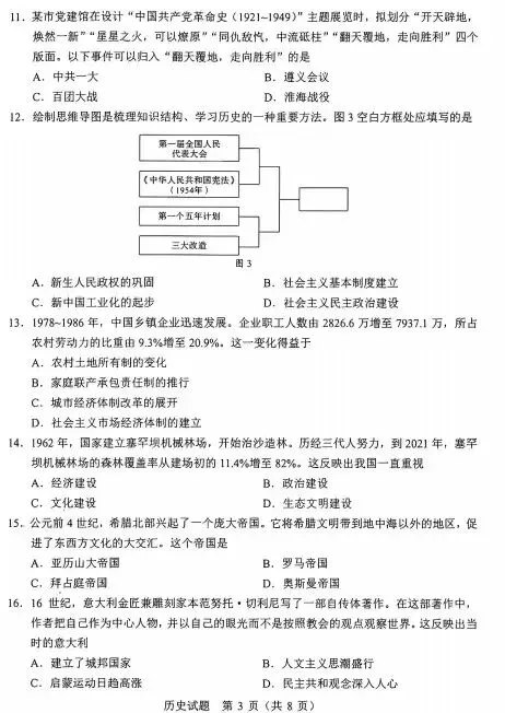 2026年山东省中考历史样卷 第3张