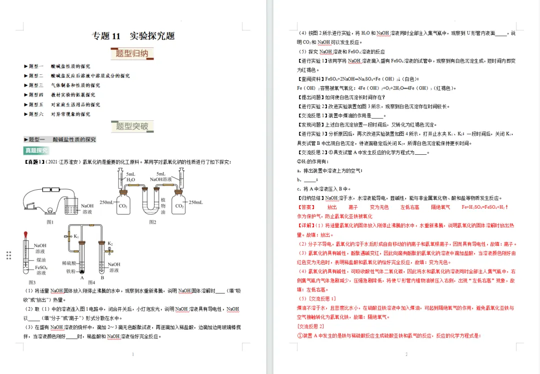 中考化学专题- 实验探究题(六大题型) 第1张 中考化学专题- 实验探究题(六大题型) 第1张