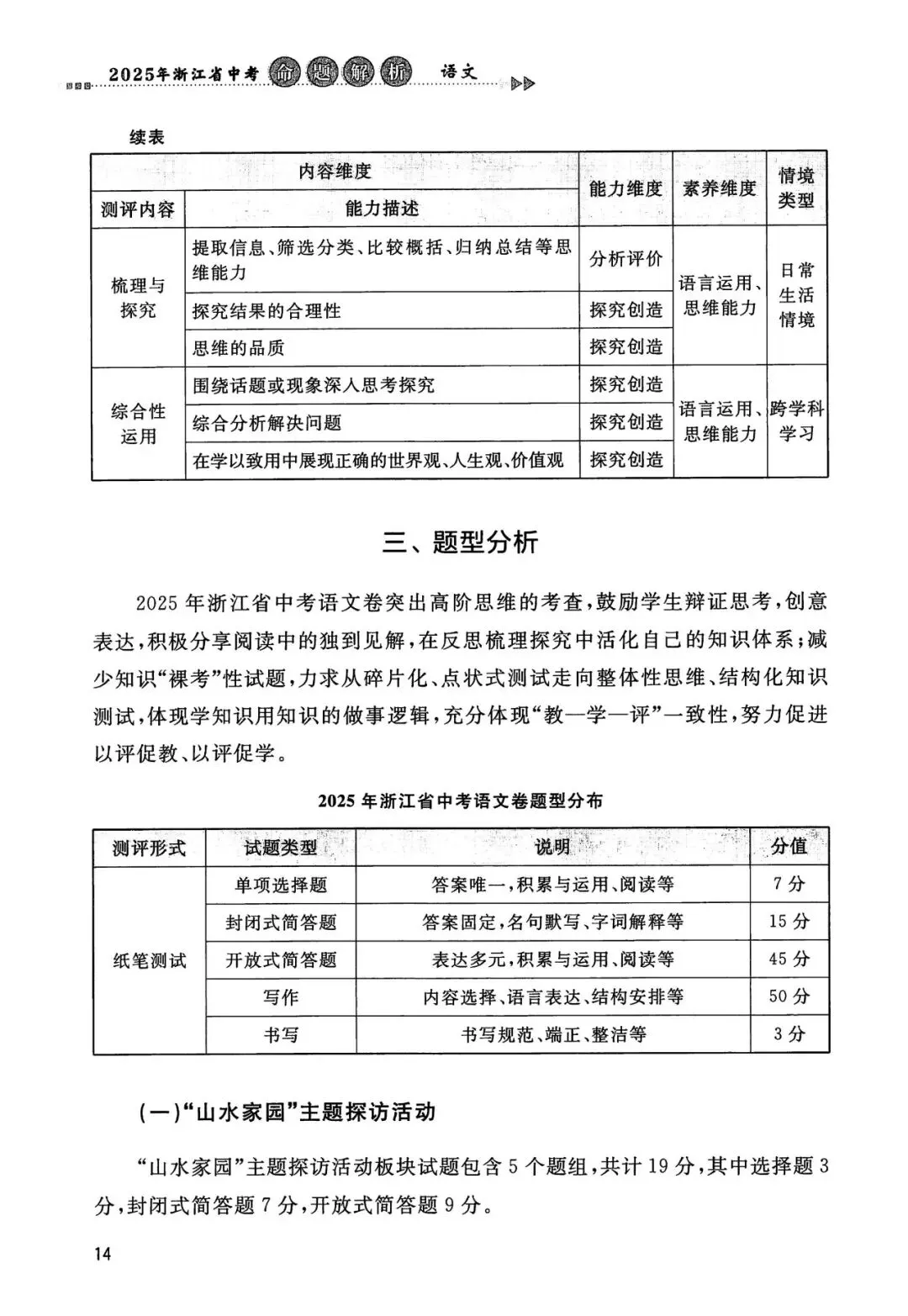 中考全科命题解析|2025年浙江省中考全科命题解析(考点分布·分值占比)(语·数·英·科·社) 第6张