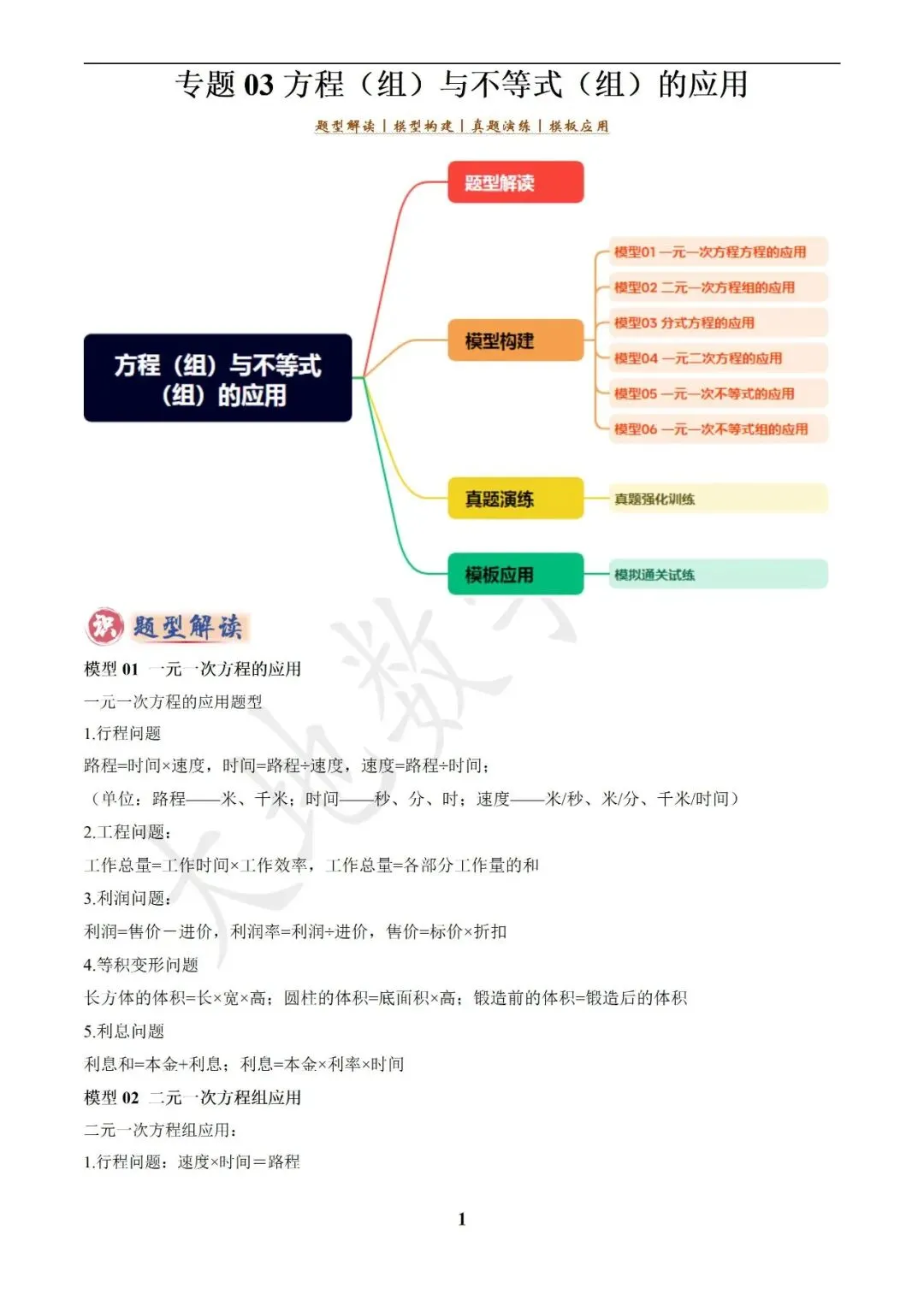 中考数学答题技巧与解题模板构建之方程(组)与不等式(组)的应用 第1张