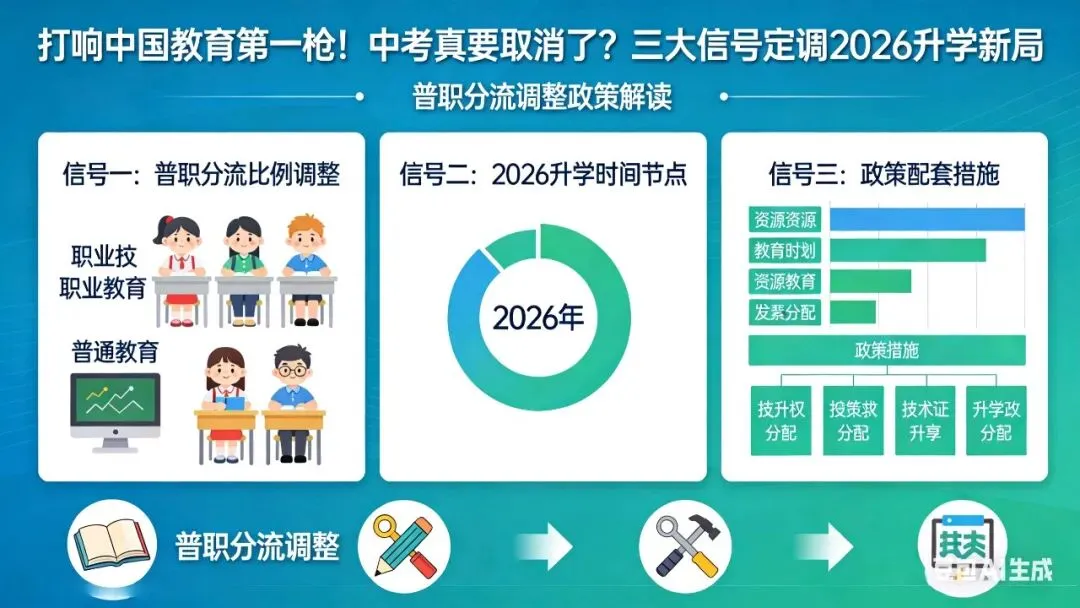 打响中国教育第一枪!中考真要取消了?三大信号定调2026升学新局 第2张 打响中国教育第一枪!中考真要取消了?三大信号定调2026升学新局 第2张