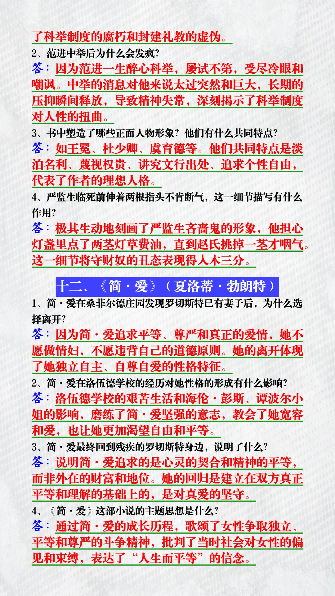 中考语文12本名著必考重要问答题归纳!别人还在翻书找重点,你已答完全部大题! 第9张