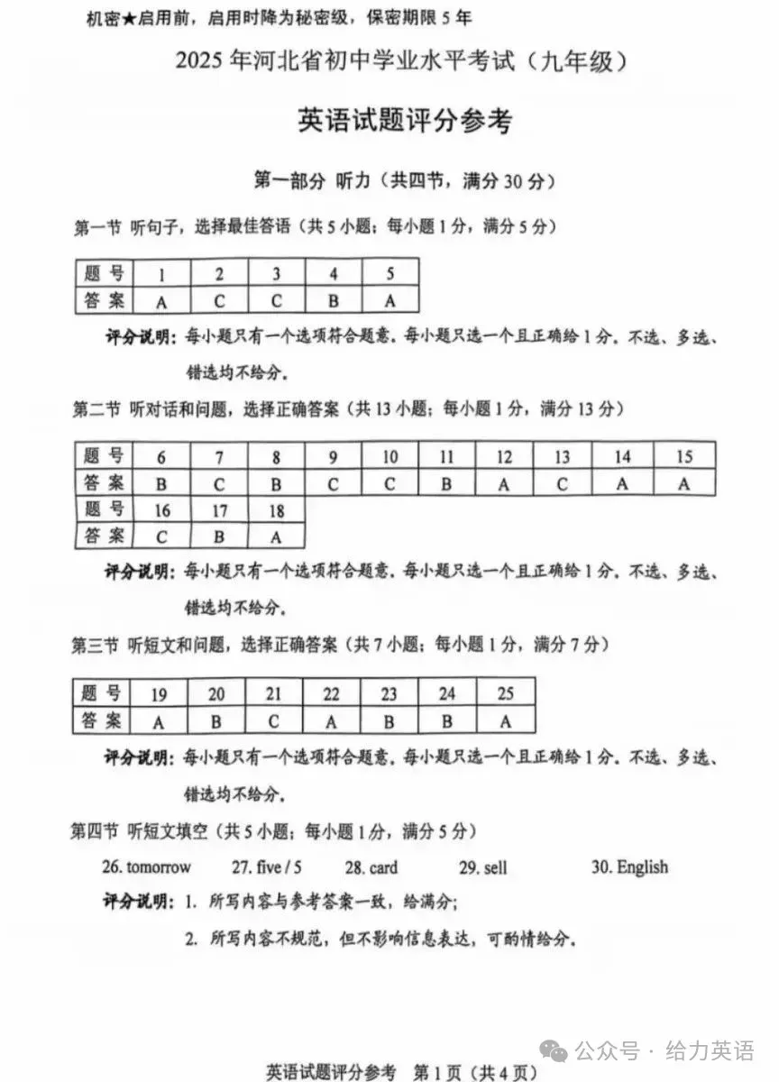 【中考真题】2025年河北省中考英语试题+答案 第7张 【中考真题】2025年河北省中考英语试题+答案 第7张